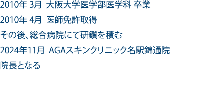 名駅錦通院院長の経歴